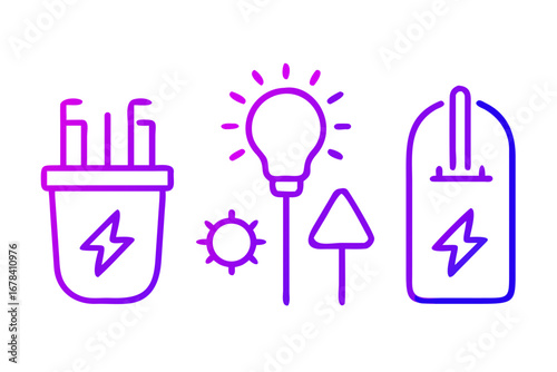 Vector art of renewable energy sources icons set