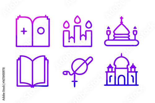 Vector art of religious symbols representing different faiths