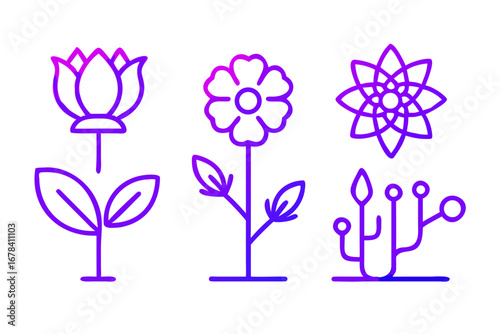 Vector art of set of flower icons
