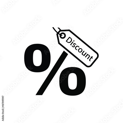 Vector illustration of discount tag with percentage sign