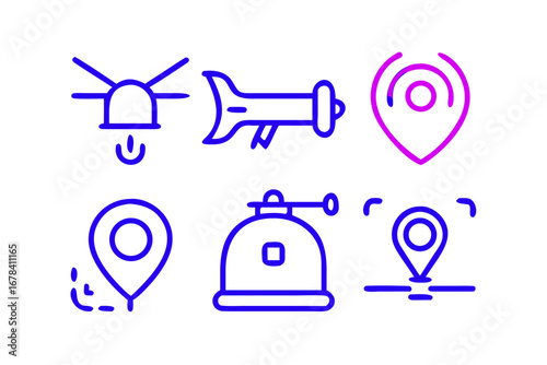 Vector art of set of location and navigation icons