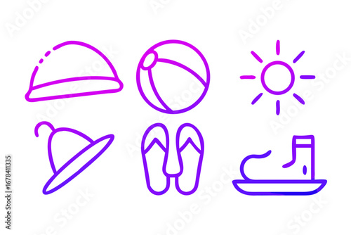 Vector art of summer beach vacation icons