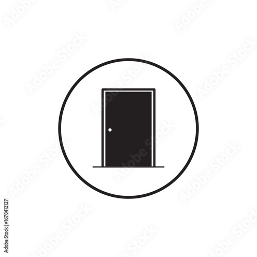 Door closed icon illustration element design. black glyph icons
