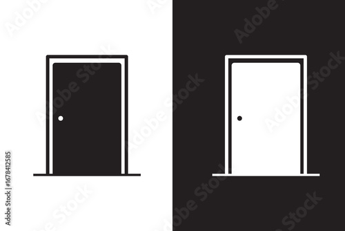 Door closed icon illustration element design. black glyph icons