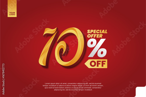 10 Percent Off Sale Promotion Label with Red Chat Bubble