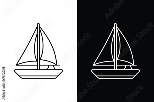 Sailboat Line Icon. Simple Outline Vector Illustration in Modern Minimal Style