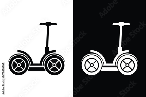 Segway Icon Illustration. Minimal Black and White Silhouette Vector Design