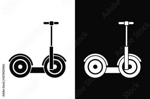 Two Wheeled Segway Icon. Self Balancing Scooter Silhouette in Line Art Style