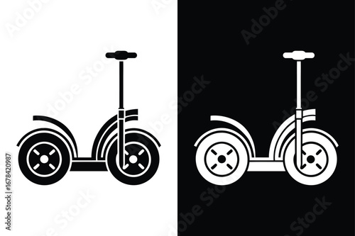 Segway Transport Icon. Minimalist Black White Silhouette Vector Design