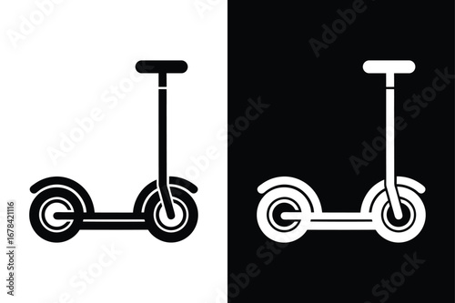 Self Balancing Scooter Icon. Black Segway Silhouette Illustration on White