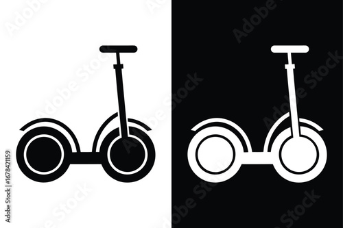 Segway Silhouette Icon. Minimalist Black and White Two-Wheeled Scooter Vector