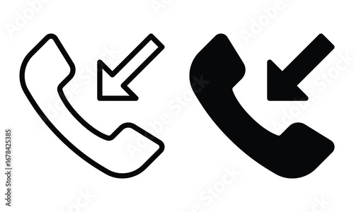 Incoming call icon with outline and glyph style.