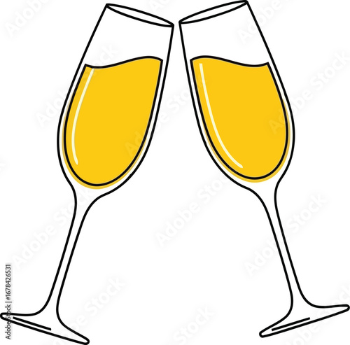Champagne glasses toast celebration cheers festive drinks alcohol beverage occasion happiness joyful moment vector