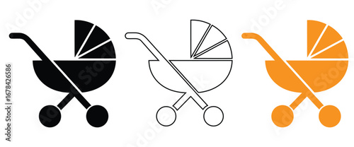 Baby stroller icon. Simple baby carriage icon. Vector illustration.Classic baby stroller icon for modern parenting needs,