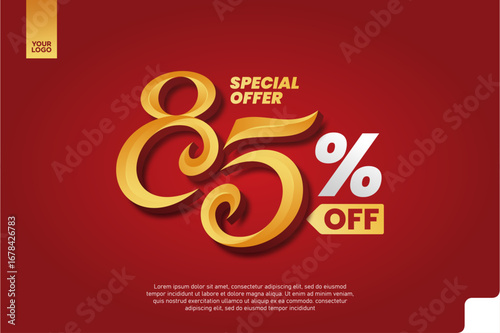 85 Percent Off Sale Promotion Label with Red Chat Bubble