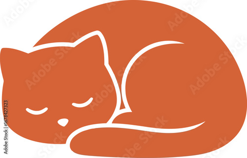 Cozy orange cat sleeping peaceful illustration cute pet animal comforting feline resting contentment domestic creature adorable domestic animal cozy companion vector