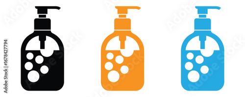 Hand sanitizer icon. Vector icon isolated on white background.Washing hand with sanitizer liquid soap vector icon,Colorful hand sanitizer bottles for health and hygiene promotion