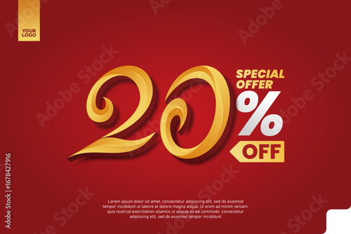 20 Percent Off Sale Promotion Label with Red Chat Bubble