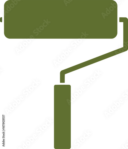 Green paint roller tool for home renovation and decorating isolated vector graphic illustration vector