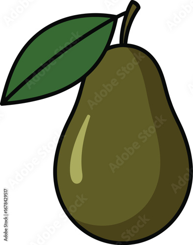 Green pear illustration with leaf healthy fruit graphic food produce isolated vector artwork vector