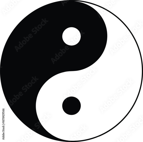 Yin yang symbol vector illustration harmony balance taoism philosophy concept icon isolated graphic vector