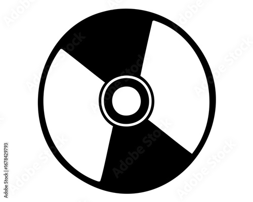 Radioactive Hazard Symbol, Black and White, Three Sectors, Center Ringed Circle