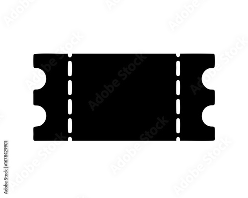 A simple black and white illustration of a vintage style ticket