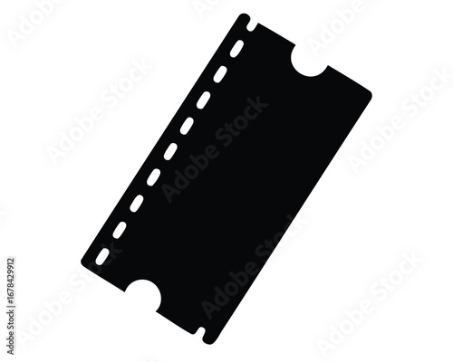 Simple black ticket stub with perforated edge, representing events and admissions