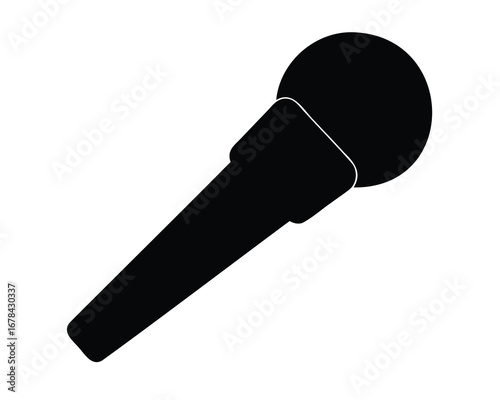 Simple minimalist black microphone illustration ideal for music, audio, or recording designs