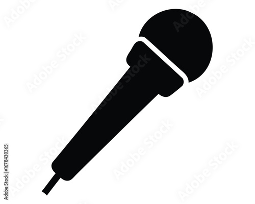 Sleek black microphone icon for public speaking, performance or recording purposes