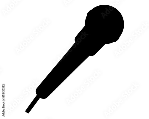 Silhouette of a handheld microphone on a white background, stage performance