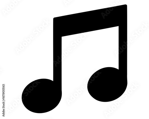 A single black sixteenth music note displayed against a white background