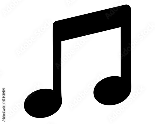 Isolated black music note, representing musical composition or a song