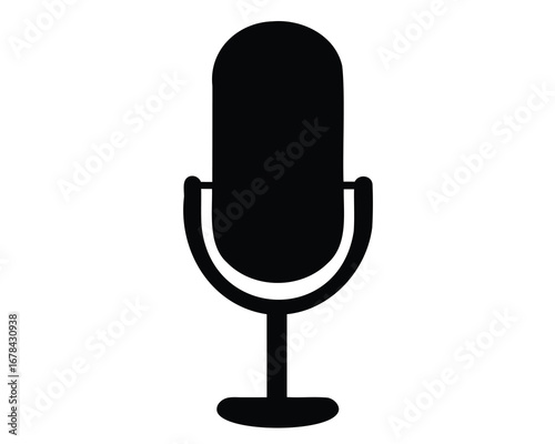 Simple black and white illustration of a classic studio microphone design