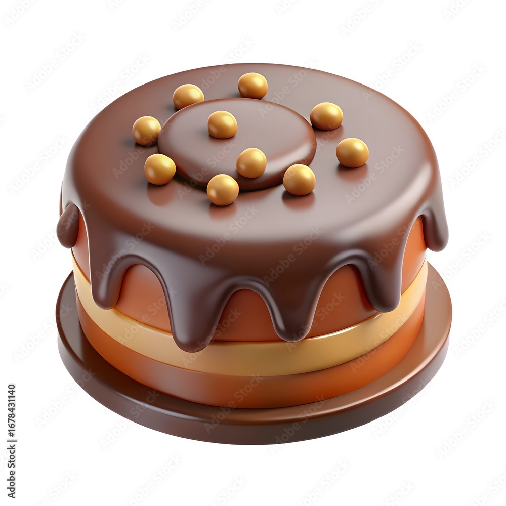 Fototapeta premium Deliciously rich chocolate hazelnut cake with dripping ganache and whole nuts on top