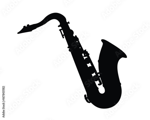 Elegant black silhouette of a saxophone, a classic and soulful musical instrument