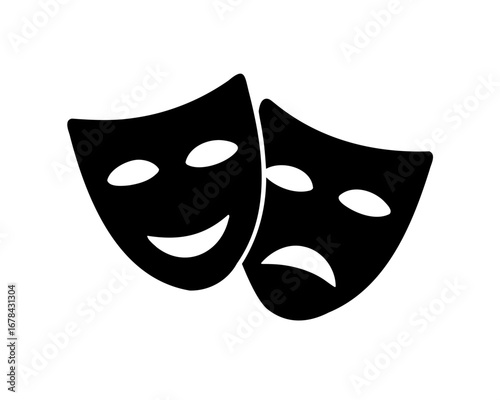 Theater masks showing happy and sad expressions representing the duality of life