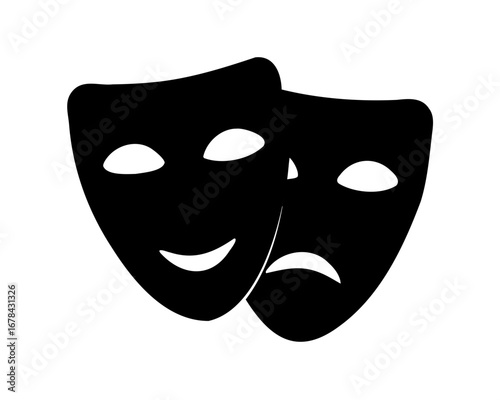 Comedy and Tragedy Masks Black and White Theater Arts Symbolization
