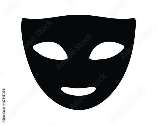 Simple black masquerade mask with a minimal expression and eye openings