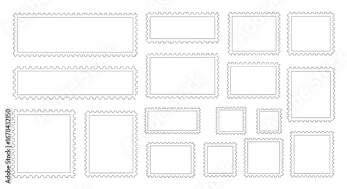 Collection of Simple Line Art Rectangular and Square Frames with Stamped Borders.