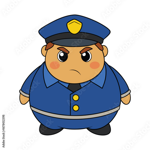 Overweight Policeman Wearing his Uniform Vector Cartoon Character