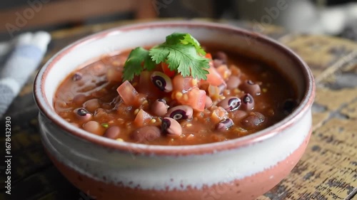 Hearty Black-Eyed Pea Soup with Tomato and Cilantro