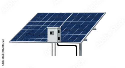 Realistic solar panel with inverter for renewable energy solutions