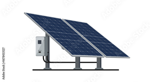 Realistic solar panel array illustration with modern energy technology