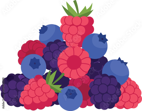 Vibrant berry mix stack healthy natural food fruit illustration vector