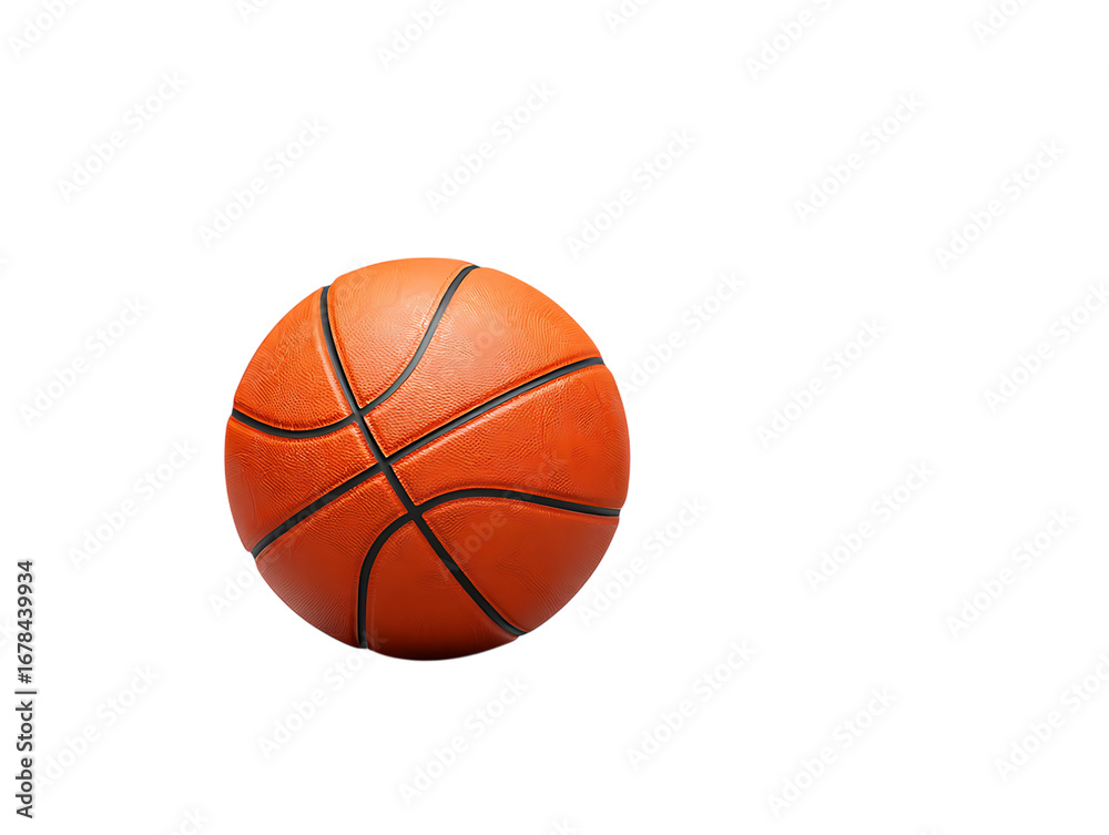 Fototapeta premium Png 3d illustration of orange basketball on a transparent background, ready for a game isolated on transparent background transparent background