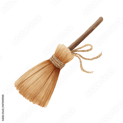 Wallpaper Mural Watercolor Witch's Broom with Twine Tie Torontodigital.ca