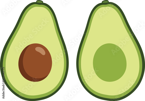 Fresh ripe avocado halves delicious healthy organic superfood ingredient vector