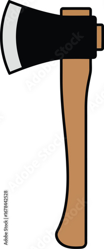 Sharp steel axe with wooden handle vector illustration isolated tool vector