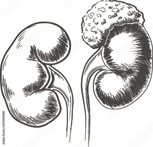 Detailed Kidney Anatomy Vector Illustration for Medical and Educational Use